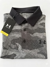 Under Armour Men's Gray Black Polo Shirt 2XL Short Sleeve Camo 1387342