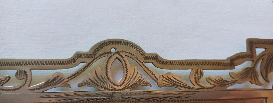 Ancien Cadre en métal argenté stylisé Miroir Biseauté - Photo 4/4