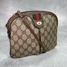 GUCCI GG Sherry Line Shoulder Bag Brown Beige Leather Gold Hardware From Japan