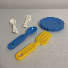 Fisher Price VINTAGE FUN WITH FOOD LOT Dishes/Utensils Set