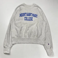 Vtg Champion Reverse Weave Mens Crewneck L Gray Mount St. Mary College Spellout