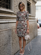 Dolce & Gabbana Floral Tapestry Print Gray Silk Satin Sheath Mini Dress IT42