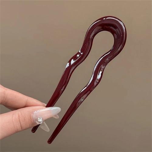 1 Pc Geometric Hair Fork U Shape Acrylic Tortoiseshell Stick Women Girls Style - Picture 7 of 27