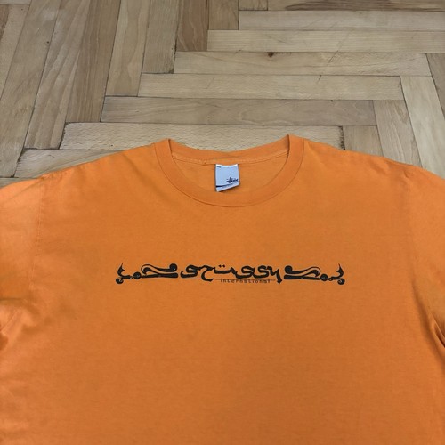 RARE Vintage Stussy Internatinal Y2K 90s Arabic Print Cotton Made In USA Size L - Picture 2 of 10