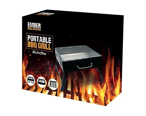 Portable Grill Master BBQ Grill 35x9x27cm Outdoor Garden Barbecue Foldable