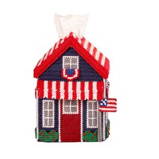 Herrschners  Patriotic Manor Tissue Box - July Plastic Canvas Kit