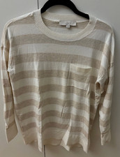Cute Women's LOFT Beige/Cream Striped Sweater, Soft, Size S, In great condition