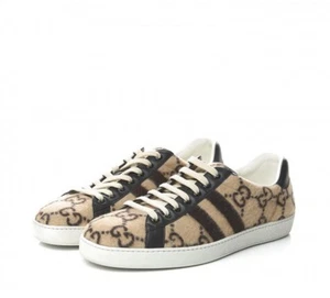 Baskets basses Gucci neuves Ace laine marron beige noir logo GG taille US 8,5 /38,5