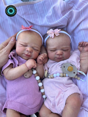 Reborn Twins Girls 18 Inch Lifelike Reborn Baby Dolls Silicone