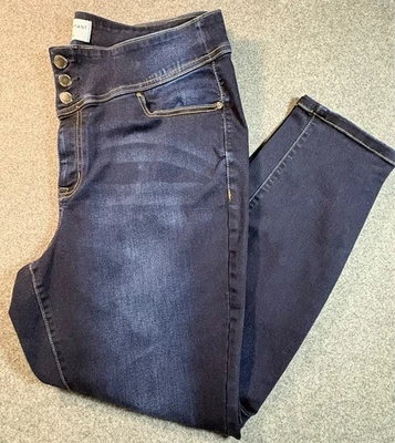 Lane Bryant Womens Size 18 Jeggings Dark Wash High Rise 3 Button Stretch Skinny - Image 1 of 4