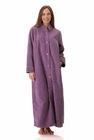 Womens Givoni Purple Long Length Button Fleece Luxury Dressing Gown Bath Robe 45