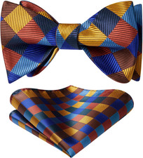 Bow Ties for Men Check Plaid Self Tie Bow Tie and Pocket Square Bowtie Formal Tu