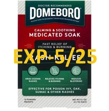 Domeboro Medicated Soak Rash Relief 12 Powder Packets SEE PIC FOR DATE