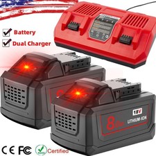 2PACK Dual Charger For Milwaukee for M18 18V 8.0Ah Lithium Battery 48-11-1880