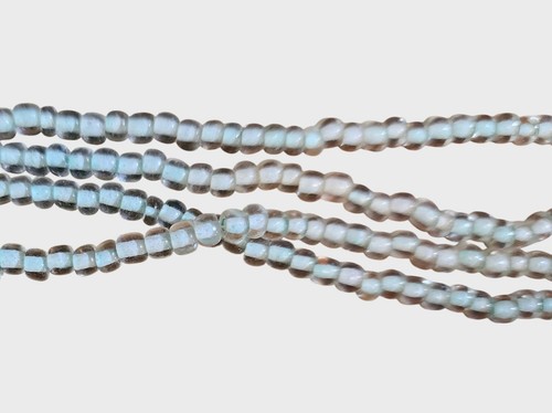 Vintage 27" Multi-Strand Clear Glass White Foil Lined Beaded Necklace - Picture 2 of 3