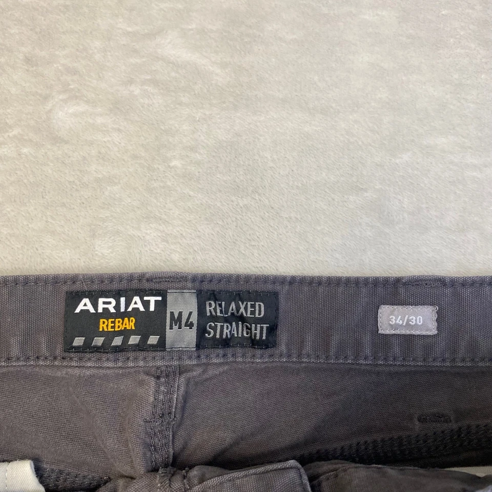 Pantalones de trabajo relajados de pierna recta Ariat REBAR M4 para hombre talla 34x29 gris Foto 3 de 4