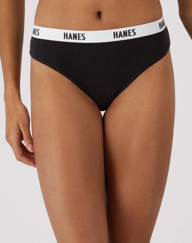 Hanes Soft & Breathable Women’s Ribbed Cotton Bikini Underwear, 3-Pack
