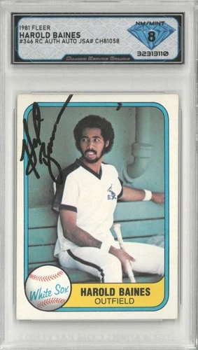 1981 Fleer HAROLD BAINES #346 JSA Auto 💎 DSG 8 NM/Mint