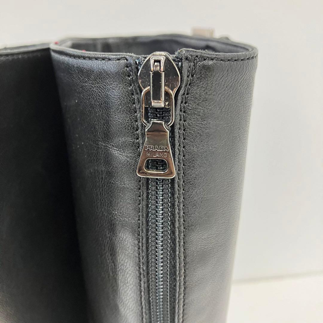 PRADA Long Boots Shoes EU 37.5 US 7.5 Leather Black Used Item Good From Japan thumbnail 15