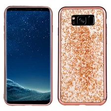 GSA Frozen Gold Flake Candy Case For Samsung Galaxy S8 Plus - Rose Gold
