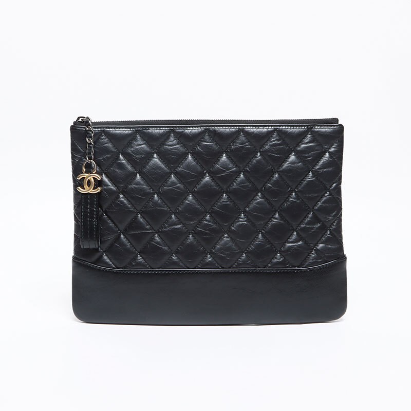25SS【CHANEL】ラージクラッチ CHANEL Clutch Bag Gabriel Leather 25Th 2018 Black | eBay