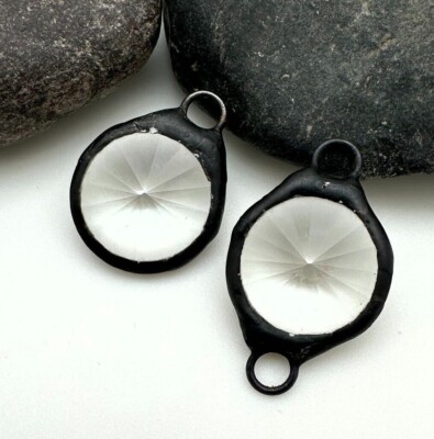 Vintage Soldered Clear Cylinder Rivoli Pendant Or Connector (SGP137)