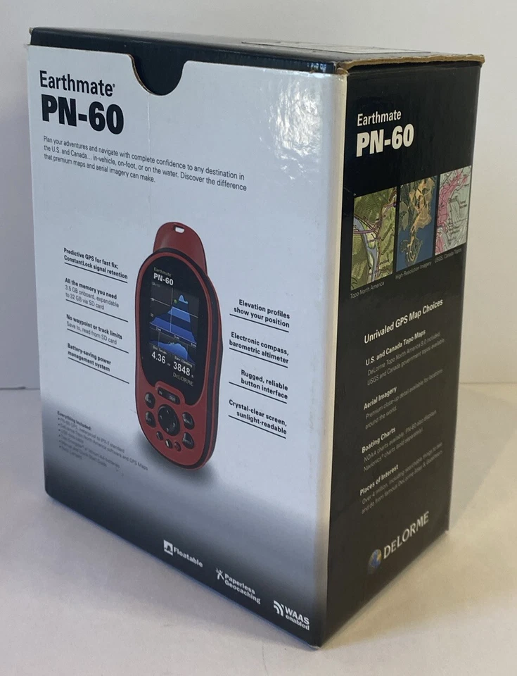 DeLorme Earthmate PN-60 Red Black Color Display Portable GPS Navigator - Image 3 of 4