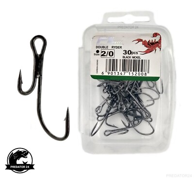 30 x FL DOUBLE RYDER HOOK DOPPELHAKEN ZANDERHAKEN ANGELHAKEN ZWILLINGSHAKEN