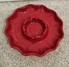 Haeger USA VTG MCM Red Atomic Sun Ceramic Ashtray 2028 Catchall Trinket