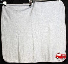 Carters Just 1 Yr Firetruck Baby Blanket Grey 28" x 28" Stroller Car Seat Swaddl