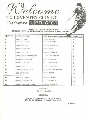 Coventry City Home Team Reserves Football Programmes