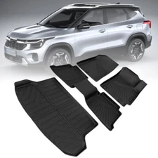 Car Floor Mats Liners for 2021-2025 Kia Seltos 3D TPE 4Pcs Full Set All Weather
