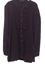 🌸NINE WEST WOMEN'S CROCHETED FRONT COTTON TUNIC SHIRT SIZE XL🌸