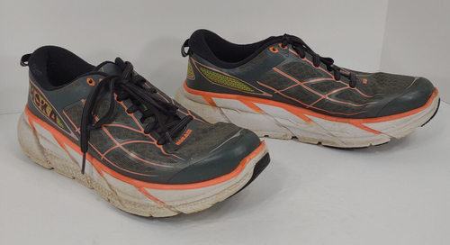 Hoka One One gray orange Clifton 2 lace up athletic sneakers ladies size 9.5 - Picture 6 of 12