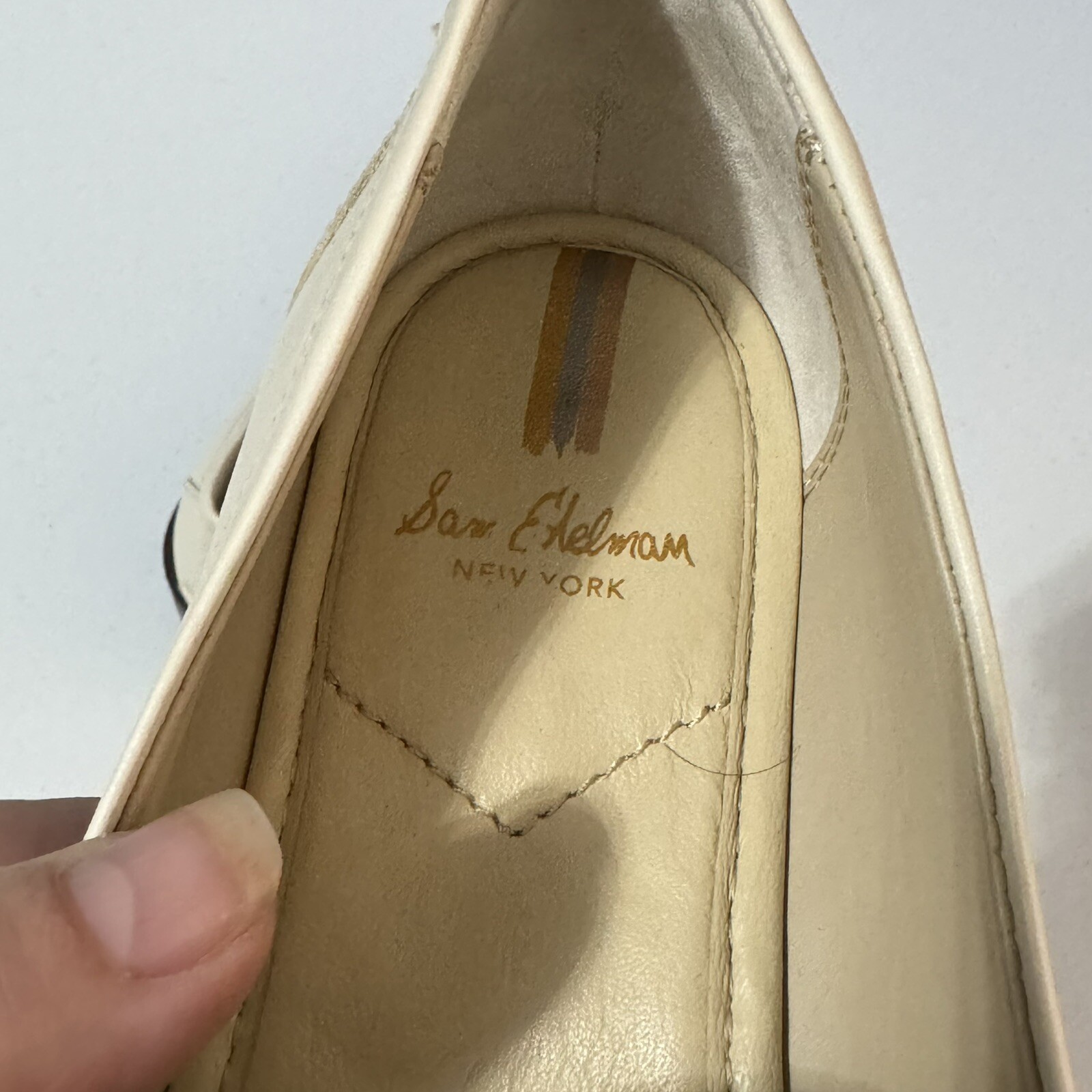 SAOLA Mocassini donna tacco grosso panna 9 5 slip on dettaglio catena suola strappo scarpa preppy