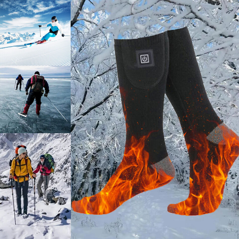 #F Heated Socks Washable Winter Skiing Socks for Men Women (Adjustable ...