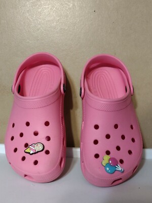 crocs classic clog pink With Charms Unisex Kids Shoes Size J3