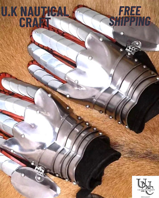 Medieval Gloves Gauntlets Armor Steel Knight Larp Functional Halloween gift