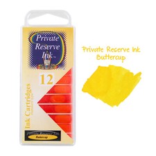 Private Reserve Ink Short Fountain Pen Ink Cartridges, Buttercup, 12-Count