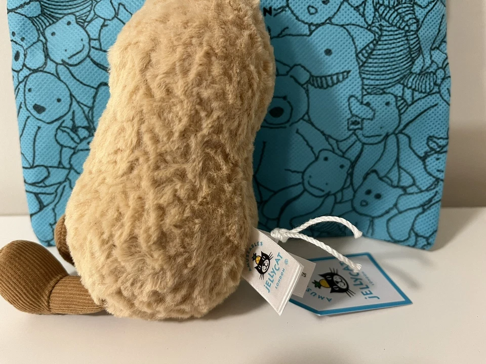 Jellycat AMUSEABLE ARACHIDE autentico peluche morbido giocattolo divertente cibo carino da collezione nuovo con etichette - Immagine 3 di 4