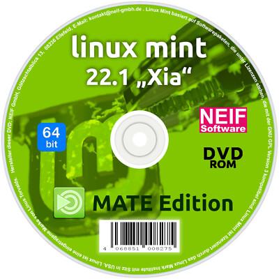 Linux Mint 22.1 ''Xia'' MATE Edition Deutsch auf DVD oder USB-Stick NEU 2025