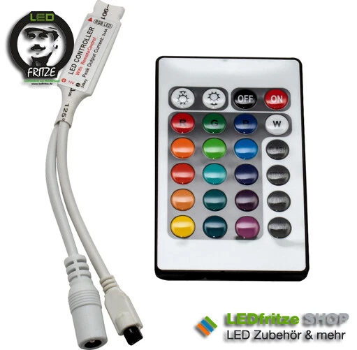 RGB (IR) Controller für 5V 12V 24V LED RGB-Streifen mit 24 Tasten Fernbedienung - Bild 3 von 4