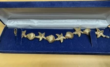 NAUTICAL  14K YELLOW GOLD SEA SHELL STARFISH BRACELET & BOX 19.5 Grams