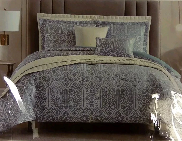 por diseño 8 piezas Juego de edredón y edredón talla Queen Kimmel-azul Foto 2 de 4