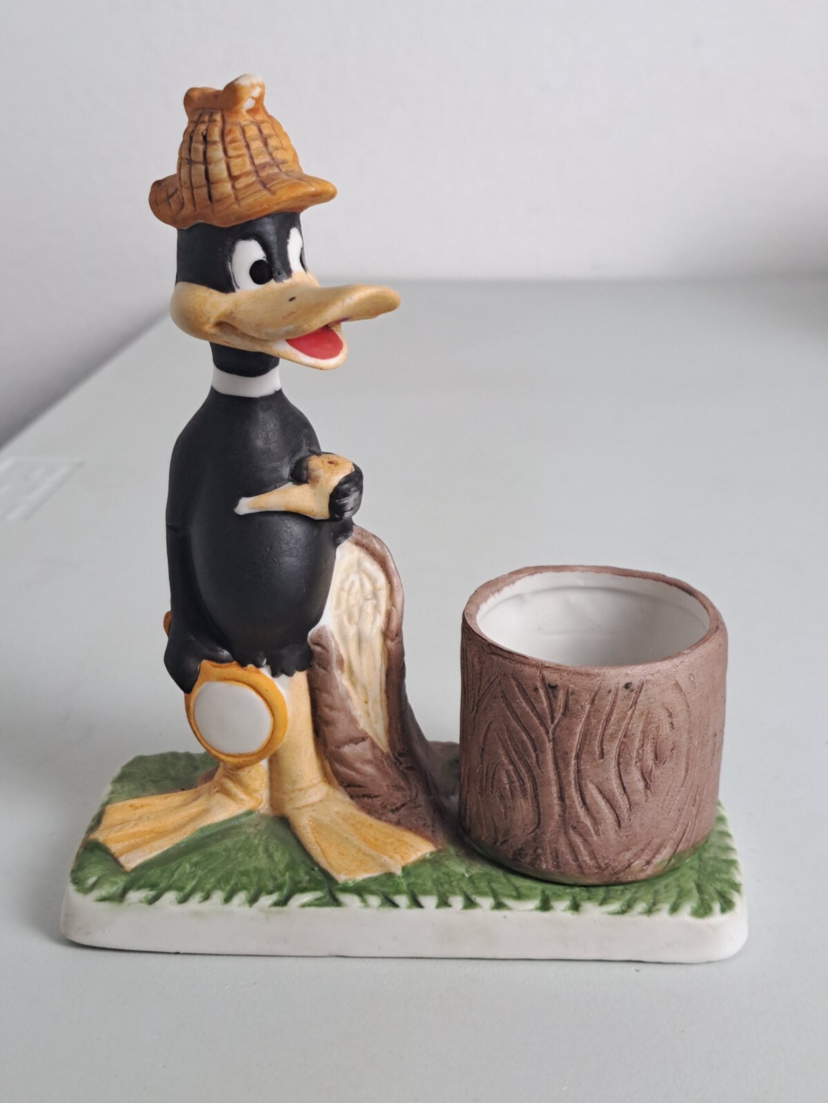 Vintage 1980 Looney Tunes Daffy Duck Porcelain Candle Toothpick Holder