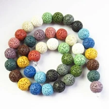31.6g Multicolor Volcano Lava Round Ball Loose Beads 15.5 " SK60306