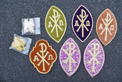 + Group of Old Embroidered Panels/Patches for Vestment / Cope + CU917