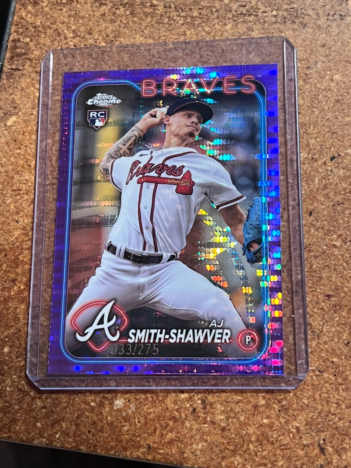 2024 Topps Chrome Purple Sonar Refractor # 19 AJ Smith-Shawver RC 033/275