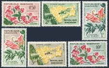 Gabon 154-159, MNH. Mi 160-165. Flowers 1961.Combretum,Tulip tree,Yellow Cassia.