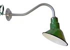 30s Abolite 8" Gooseneck Green Porcelain Sign Lights Vintage Gas Station Pole  A